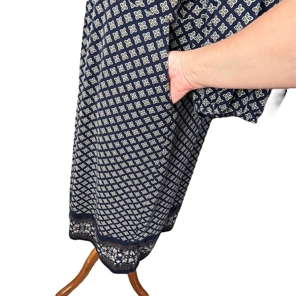 Lands’ End Plus-Sized Navy Blue Patterned Dress Size 1X - Picture 7 of 13